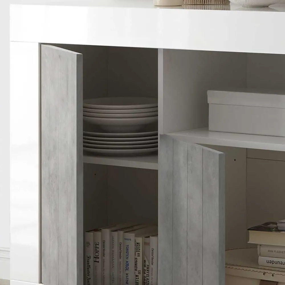 Wohnen Graue Möbel|Weiße Möbel*138x86x43 Kommode in Dekor Beton - Niris