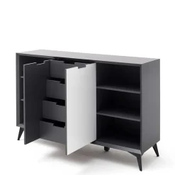 Wohnen 137x92x40 Kommode in Grau & Weiß - Vadids