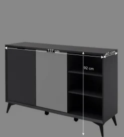 Wohnen 137x92x40 Kommode in Grau & Weiß - Vadids