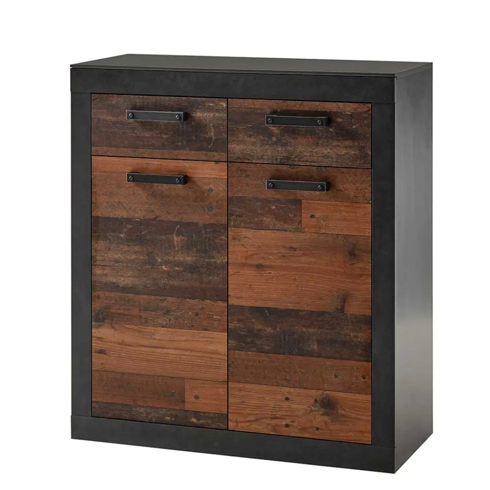 Wohnen Flurkommoden|Esszimmerschränke*92x104x40 Kommode in Holzoptik Antik & Grau - Timuras I