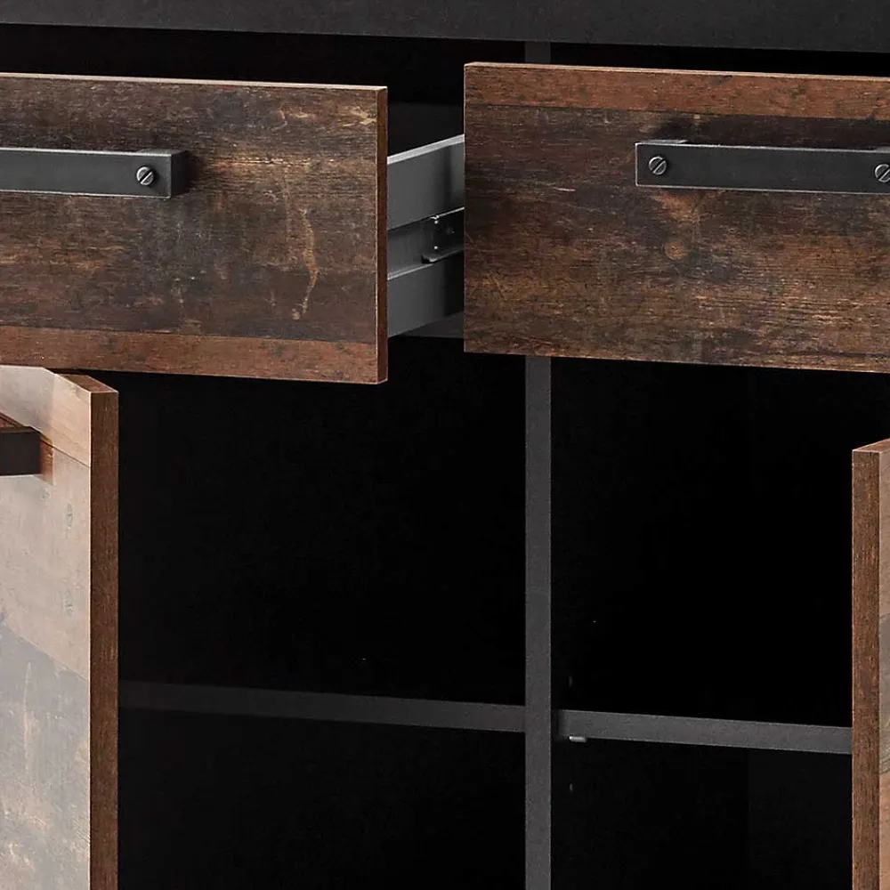 Wohnen Flurkommoden|Esszimmerschränke*92x104x40 Kommode in Holzoptik Antik & Grau - Timuras I