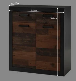 Wohnen Flurkommoden|Esszimmerschränke*92x104x40 Kommode in Holzoptik Antik & Grau - Timuras I