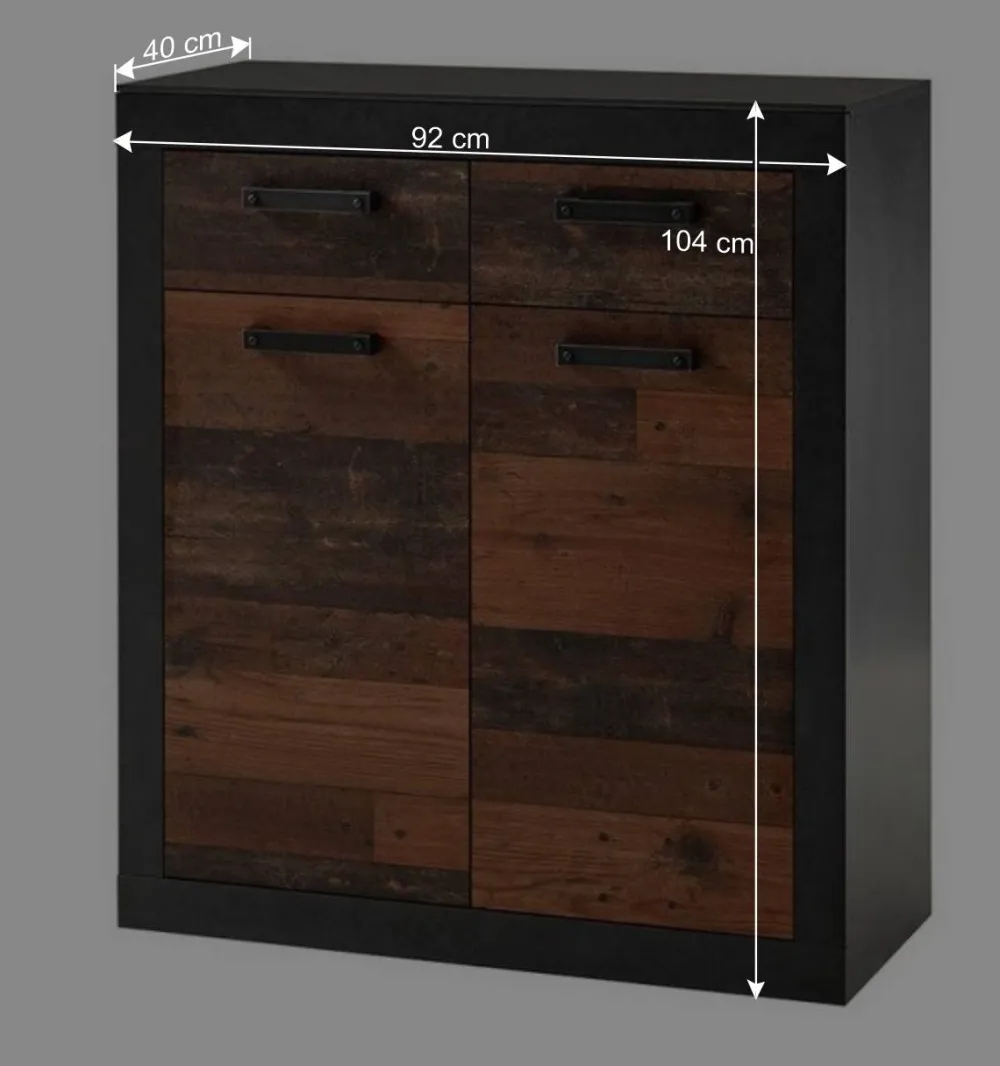 Wohnen Flurkommoden|Esszimmerschränke*92x104x40 Kommode in Holzoptik Antik & Grau - Timuras I