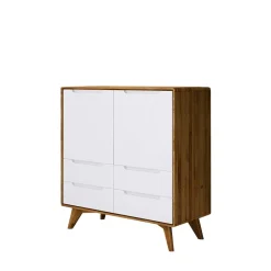 Wohnen Sideboards & Kommoden|Flurkommoden*90x92x40 Kommode in Weiß & Wildeiche - Diesta