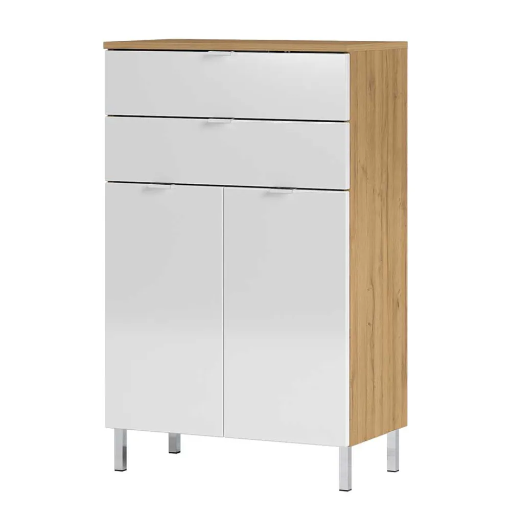 Wohnen Flurkommoden|Sideboards & Kommoden*60x97x34 Kommode in Weiß Hochglanz - Narilos