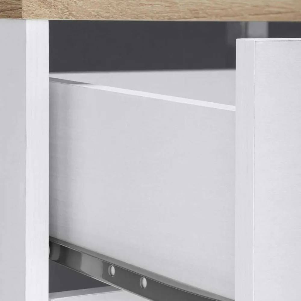 Wohnen Landhausmöbel|Küchenschränke*120x80x35 Kommode in Weiß mit Sonoma Eiche - Nudion I