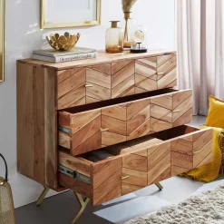 Wohnen Flurkommoden|Küchenschränke*90x87x40 Kommode mit Fischgrät Design Front - Ishi