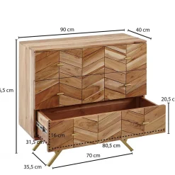 Wohnen Flurkommoden|Küchenschränke*90x87x40 Kommode mit Fischgrät Design Front - Ishi