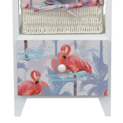 Wohnen Nachttische|Rattanmöbel*30x58x30 Kommode mit Flamingo Stoff - Gracelino