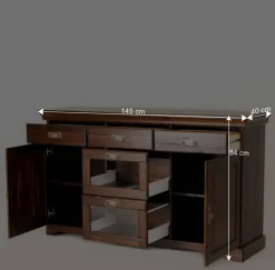 Wohnen Sideboards|Kolonialmöbel*145x84x40 Kommode mit Glas im Kolonialstil - Jurcavs