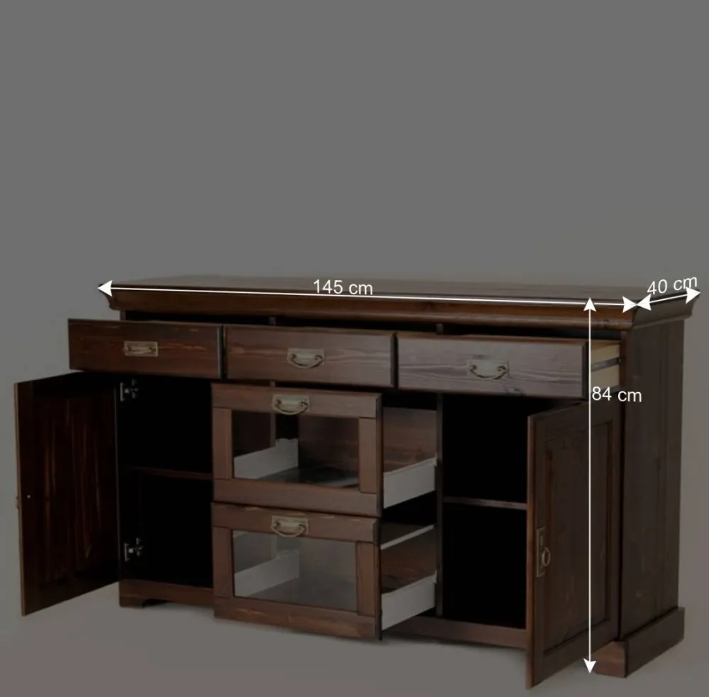 Wohnen Sideboards|Kolonialmöbel*145x84x40 Kommode mit Glas im Kolonialstil - Jurcavs