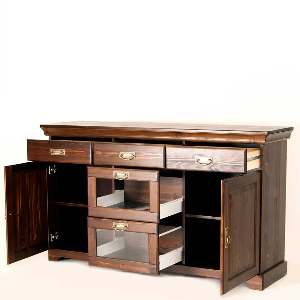 Wohnen Sideboards|Kolonialmöbel*145x84x40 Kommode mit Glas im Kolonialstil - Jurcavs