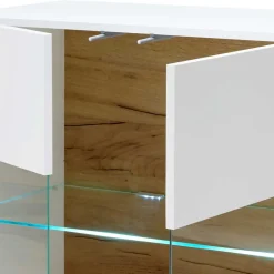 Wohnen Skandinavische Möbel|Sideboards & Kommoden*138x91x40 Kommode mit Glas 3-türig - Myrda