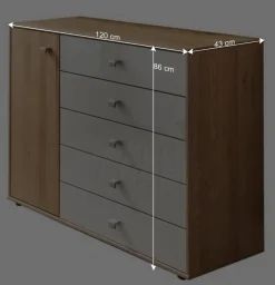 Wohnen 120x86x43 Kommode mit Tür & 5 Schubladen - Emdsiva