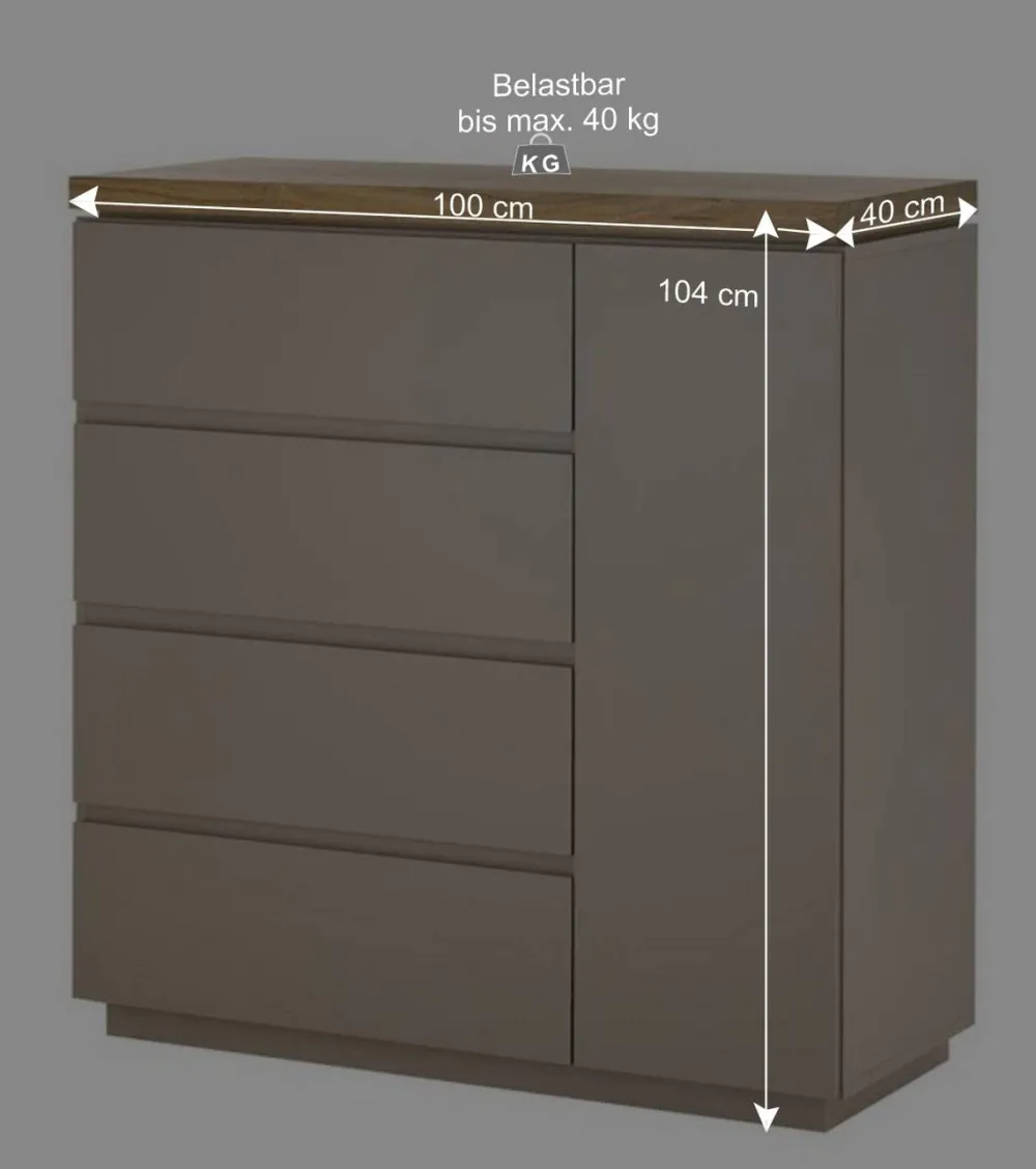 Wohnen Küchenschränke*100x104x40 Kommode mit vier Schubladen & Tür - Anja