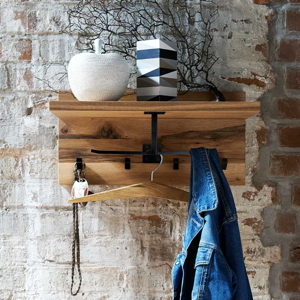 Wohnen 50x25x30 Kompakte Hängegarderobe aus Balkeneiche - Alsbetas