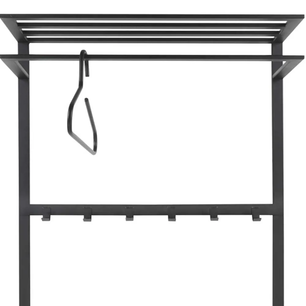 Wohnen Schwarze Möbel|Kleiderständer*70x178x29 Kompaktgarderobe aus Stahl in Schwarz - Cellja