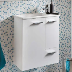 Wohnen Waschtisch|Waschbeckenunterschränke*50x60x25 Komplett-Waschtisch in Weiß - Ernossi