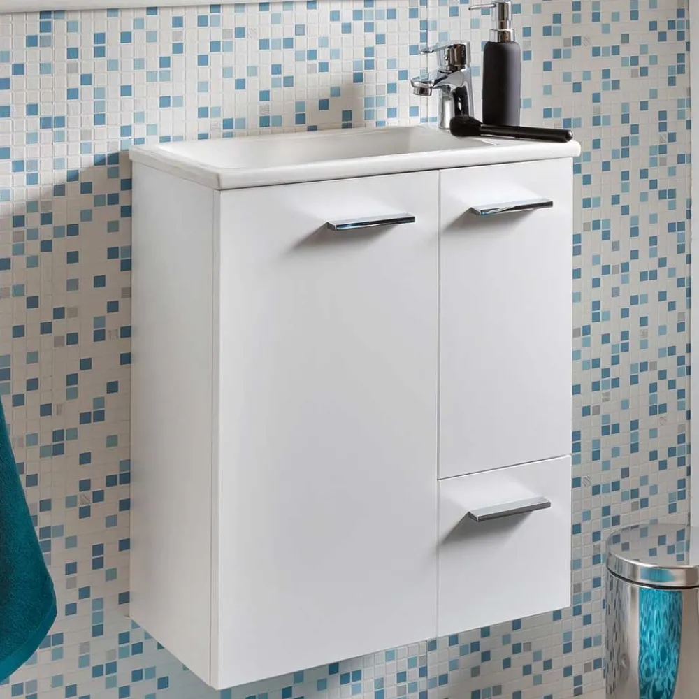 Wohnen Waschtisch|Waschbeckenunterschränke*50x60x25 Komplett-Waschtisch in Weiß - Ernossi