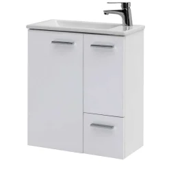 Wohnen Waschtisch|Waschbeckenunterschränke*50x60x25 Komplett-Waschtisch in Weiß - Ernossi