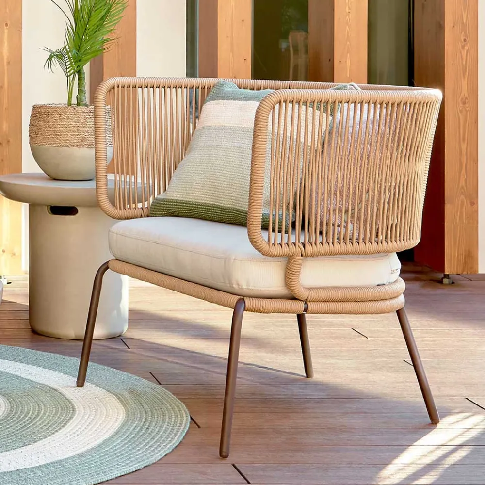 Wohnen 135x80x65 Kordelgeflecht Sofa mit Sitzpolster - Membres