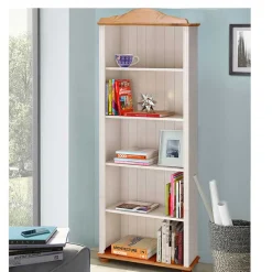 Wohnen 77x181x30 Landhaus Bücherregal aus Kiefer zweifarbig - Conzina