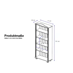 Wohnen 77x181x30 Landhaus Bücherregal aus Kiefer zweifarbig - Conzina