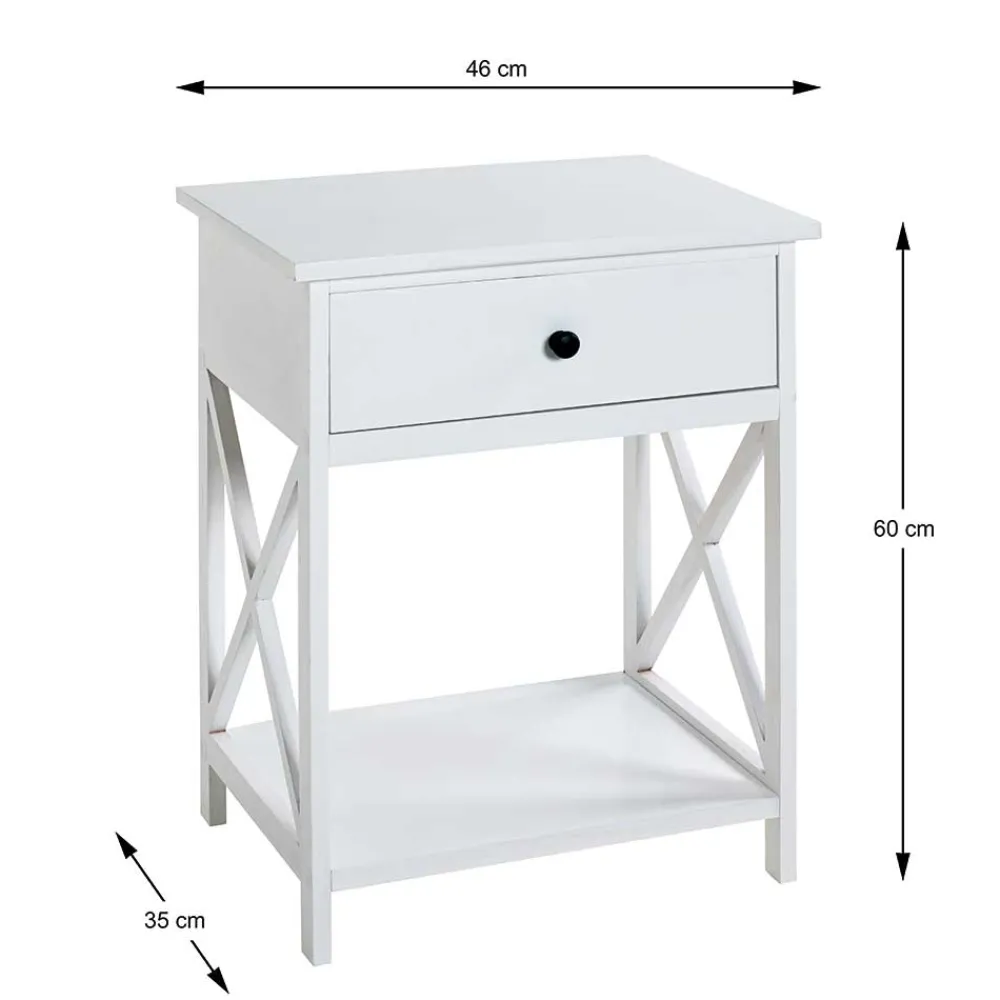 Wohnen 46x60x35 Landhaus Beistelltisch mit Schublade - Liv