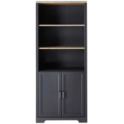 Wohnen Wohnzimmer-Regale|Büroregale*86x204x38 Landhaus Büroregal in Grau & Eiche - Joe