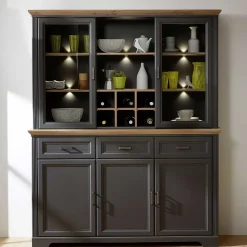 Wohnen Esszimmer-Vitrinen|Esszimmerschränke*164x204x48 Landhaus Buffet mit LED Licht - Thumbs