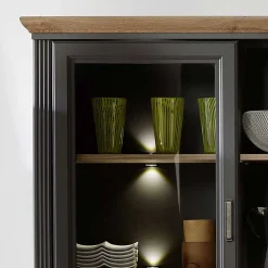 Wohnen Esszimmer-Vitrinen|Esszimmerschränke*164x204x48 Landhaus Buffet mit LED Licht - Thumbs