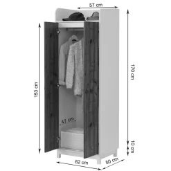 Wohnen Garderobenschränke*62x180x50 Landhaus Dielenschrank 2-türig - Zeymon