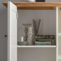Wohnen 113x134x45 Landhaus Highboard mit Glas-Einsatz - Henry
