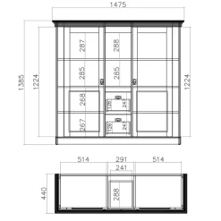 Wohnen Landhausmöbel|Sideboards & Kommoden*148x139x44 Landhaus Highboard zweifarbig - Diatara