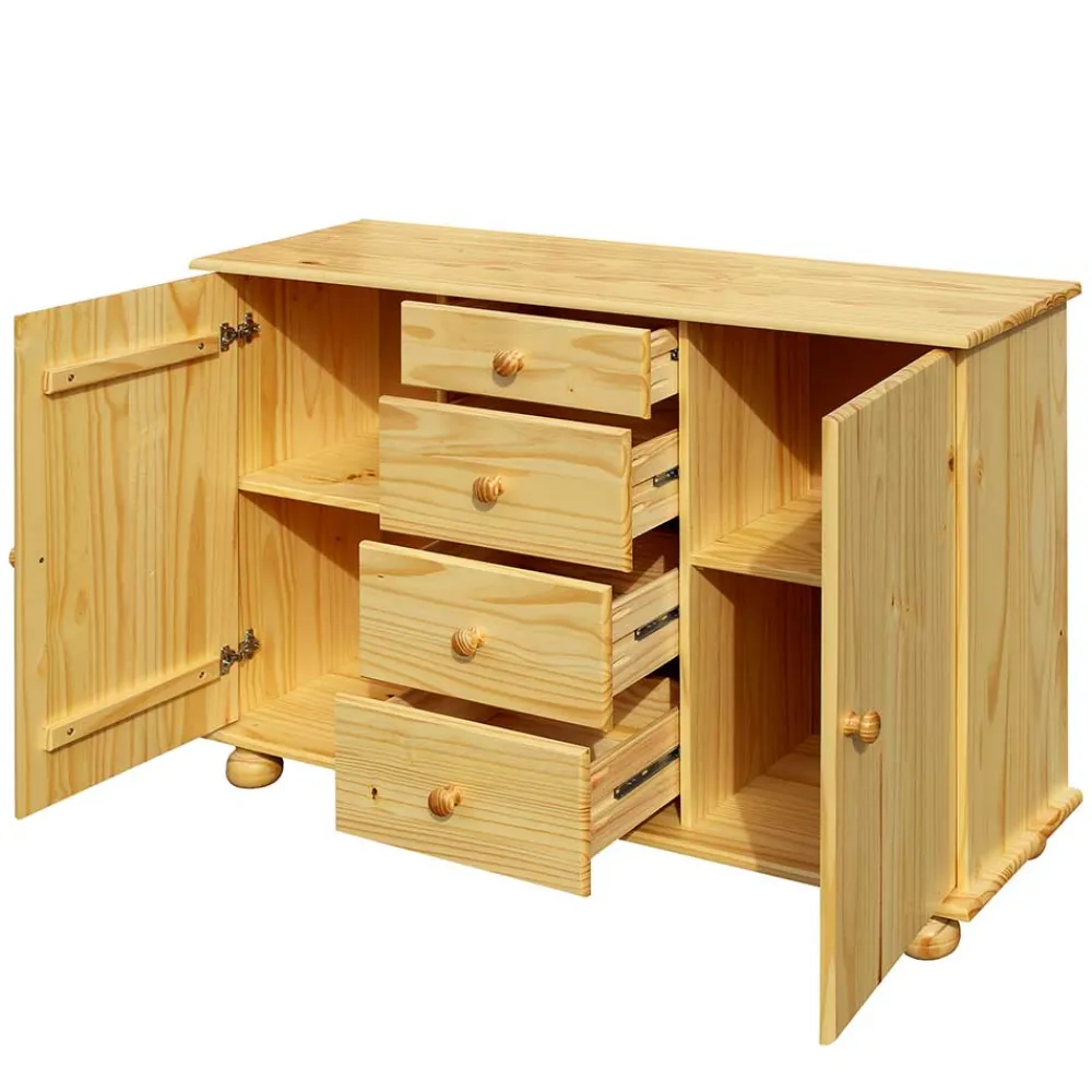 Wohnen Küchenschränke|Sideboards & Kommoden*119x81x38 Landhaus Kombi Kommode mit Kugelfüßen - Kascanu