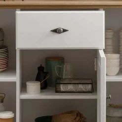 Wohnen 157x91x45 Landhaus Kommode in Weiß & Eiche - Henry