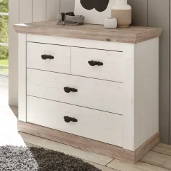 Wohnen Flurkommoden*107x84x45 Landhaus Kommode mit 4 Schubladen - Nedita