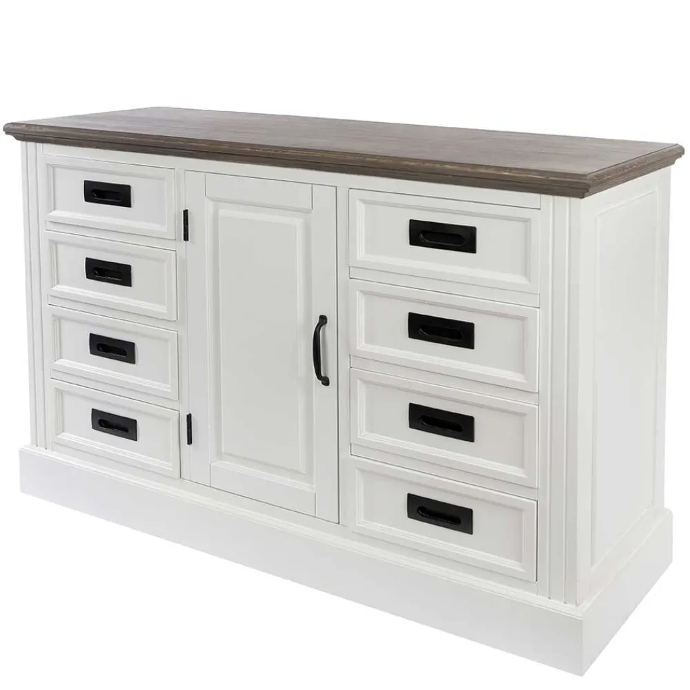 Wohnen Flurkommoden*114x77x41 Landhaus Kommode mit acht Schubladen - Bleaks