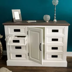 Wohnen Flurkommoden*114x77x41 Landhaus Kommode mit acht Schubladen - Bleaks