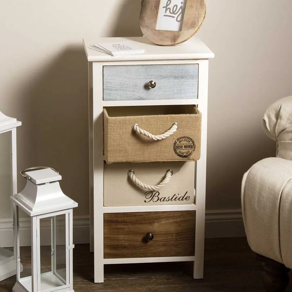 Wohnen 38x74x28 Landhaus Kommode mit vier Schubladen - Amare