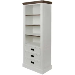 Wohnen 68x180x39 Landhaus Regal in Weiß & Graubraun - Bleaks