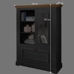 Wohnen 108x152x42 Landhaus Schrank in Grau - Ustricia