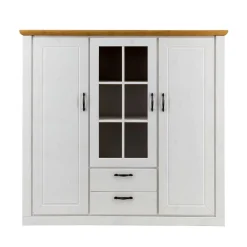 Wohnen 144x135x42 Landhaus Schrank in Weiß & Kiefer - Nuita