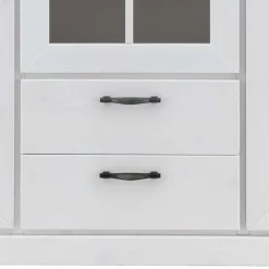 Wohnen 144x135x42 Landhaus Schrank in Weiß & Kiefer - Nuita