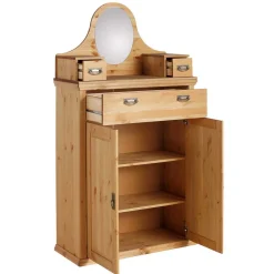 Wohnen 90x175x37 Landhaus Schrank mit Spiegel in Oval - Inhusa