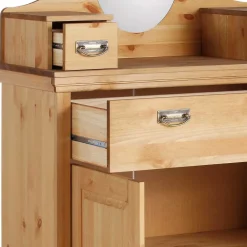 Wohnen 90x175x37 Landhaus Schrank mit Spiegel in Oval - Inhusa