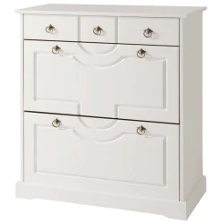 Wohnen 81x93x37 Landhaus Schuhschrank in Weiß gewachst - Vesrav