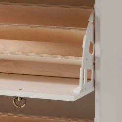 Wohnen 81x93x37 Landhaus Schuhschrank in Weiß gewachst - Vesrav