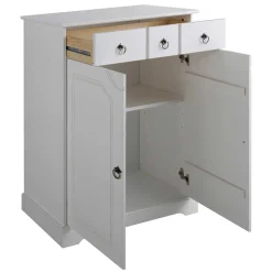 Wohnen 81x93x37 Landhaus Vertiko in Weiß gewachst - Vesrav