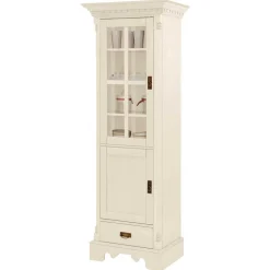 Wohnen 70x203x45 Landhaus Vitrine in Creme - Rospus